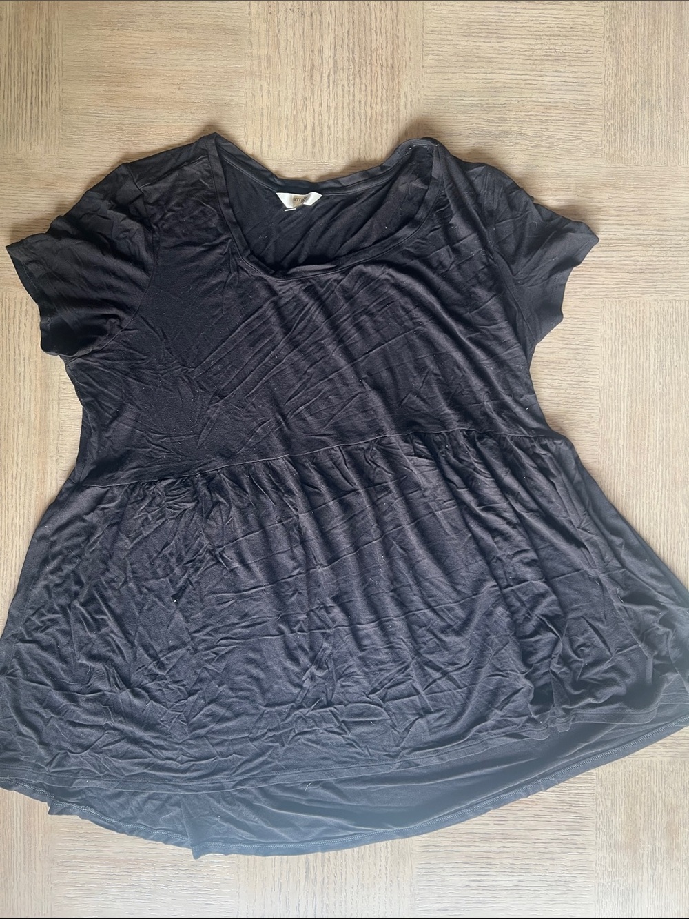 Terra & Sky Black Short Sleeve Babydoll Tunic